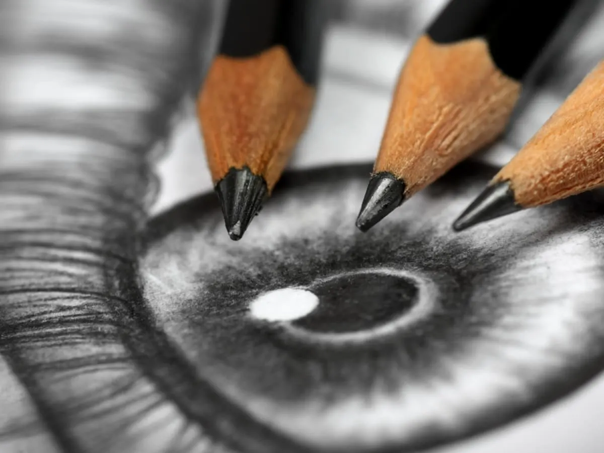 Photo de pointes de crayon sur un dessin