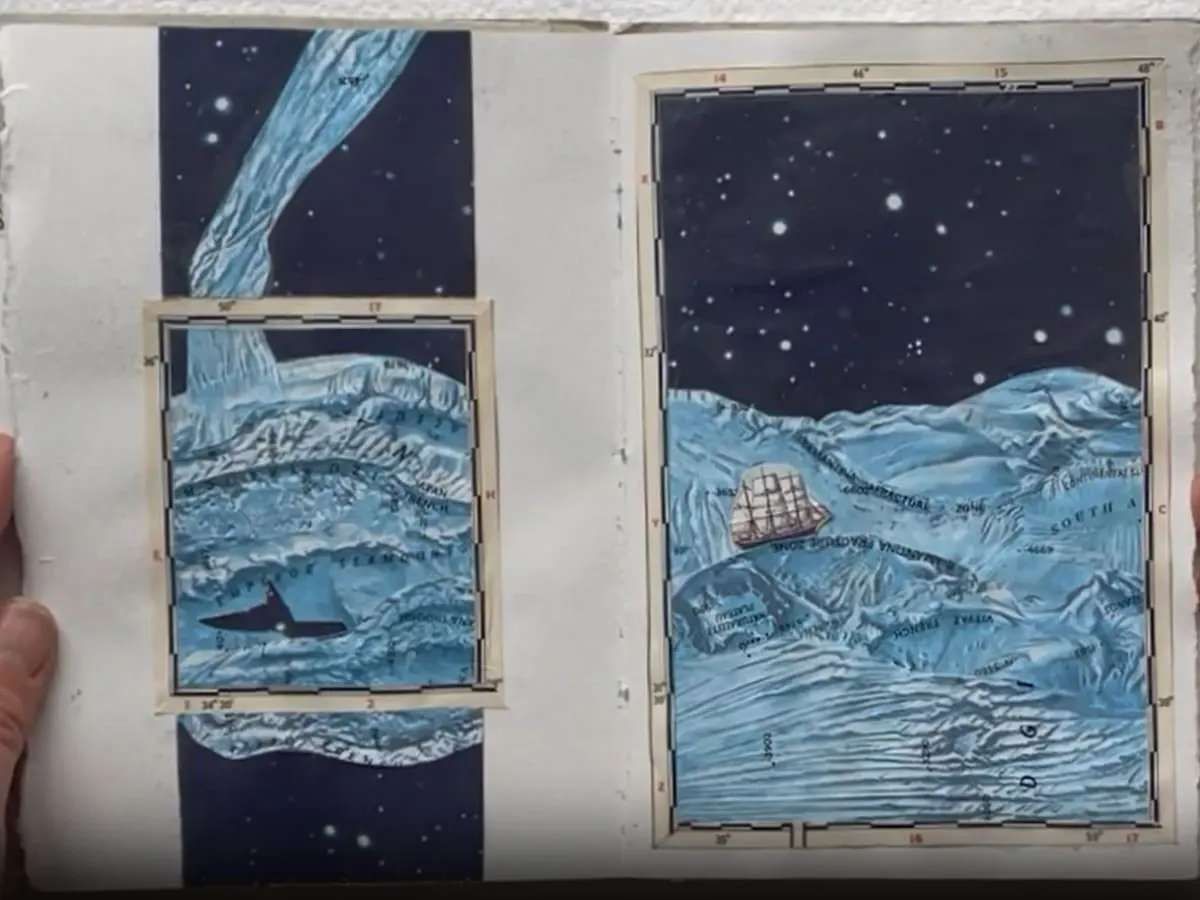 un collage représentant l'océan
